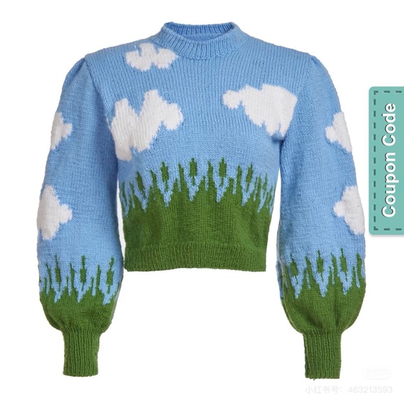 Lirika Matoshi Blue and Green Cloud Sweater - Picture 1 of 3